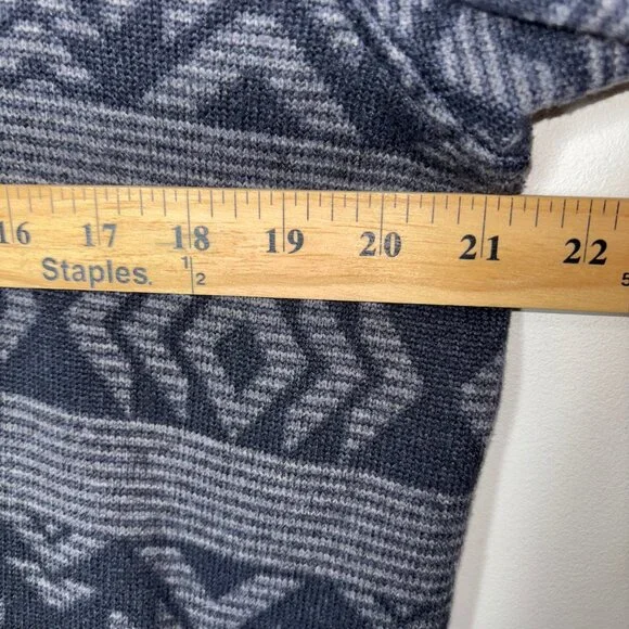 LL Bean Men's L  Snap Front Sweater Fleece Gray Geometric Aztec - Picture 7 of 10